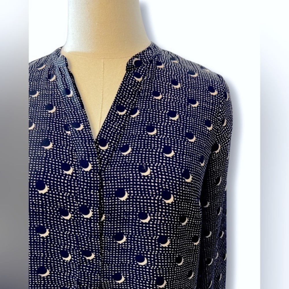 The Limited Popover‎ Blouse Split Neck Chiffon Roll Tab Sleeves XS